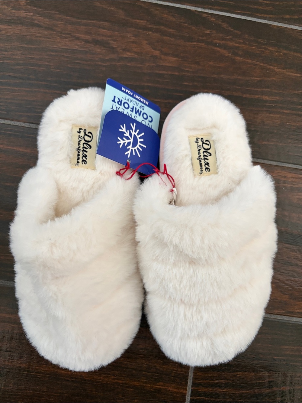 dearfoams Pink Faux Fur Slide Slippers